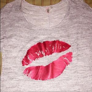 Silver -red lips sweater